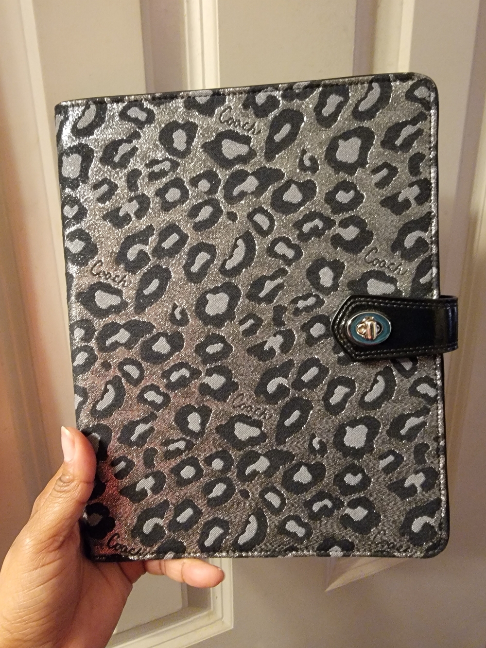 BNWT Coach Metallic Ocelot Print Tablet/Notebook Cover